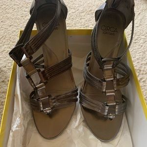 Joan and David Circa Pewter Sandals